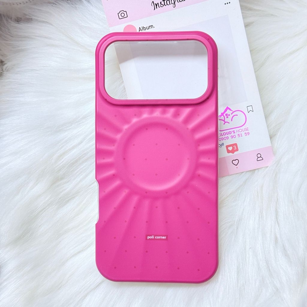 Case Ốp điện thoại iPhone Màu Hồng Cánh Sen Chấm Bi Poli Corner Magsafe Basic iPhone 17/16/15/14/13/12/Pro/Promax