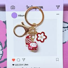 Móc Khóa Móc Treo Mèo Móc Túi Phụ Kiện Đẹp Mèo Thần Tài Mini Có Chuông, chất liệu kim loại Đài Loan (TAIWAN)