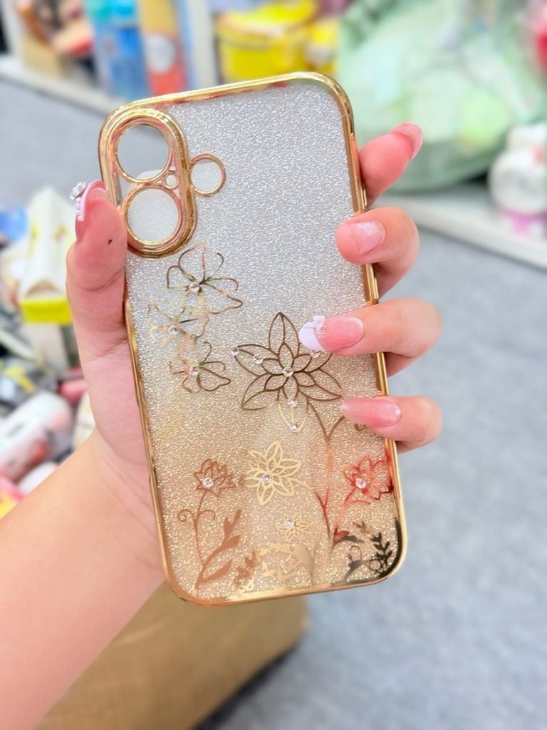 Case Ốp điện thoại iPhone TRong 2in1 Bling Bling Viền Xi iPhone 15/16/Plus