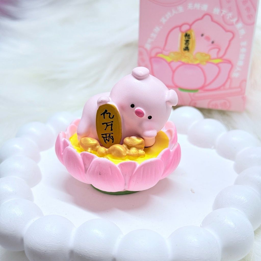 Set Bộ mô hình heo giác ngộ tụng kinh cute trang trí bàn làm việc để xe oto, đồ chơi vô tri để bàn dễ thương