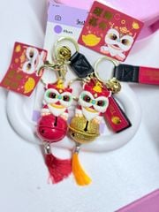 Móc Khóa Ông Lân Ôm Chuông Lớn Đỏ Tết