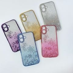 Case Ốp điện thoại iPhone TRong 2in1 Bling Bling Viền Xi iPhone 15/16/Plus
