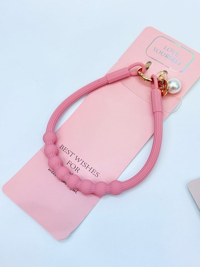 DÂY BI CHARM HOA Ngọc Trai Silicone CHỐNG BẨN kèm charm
