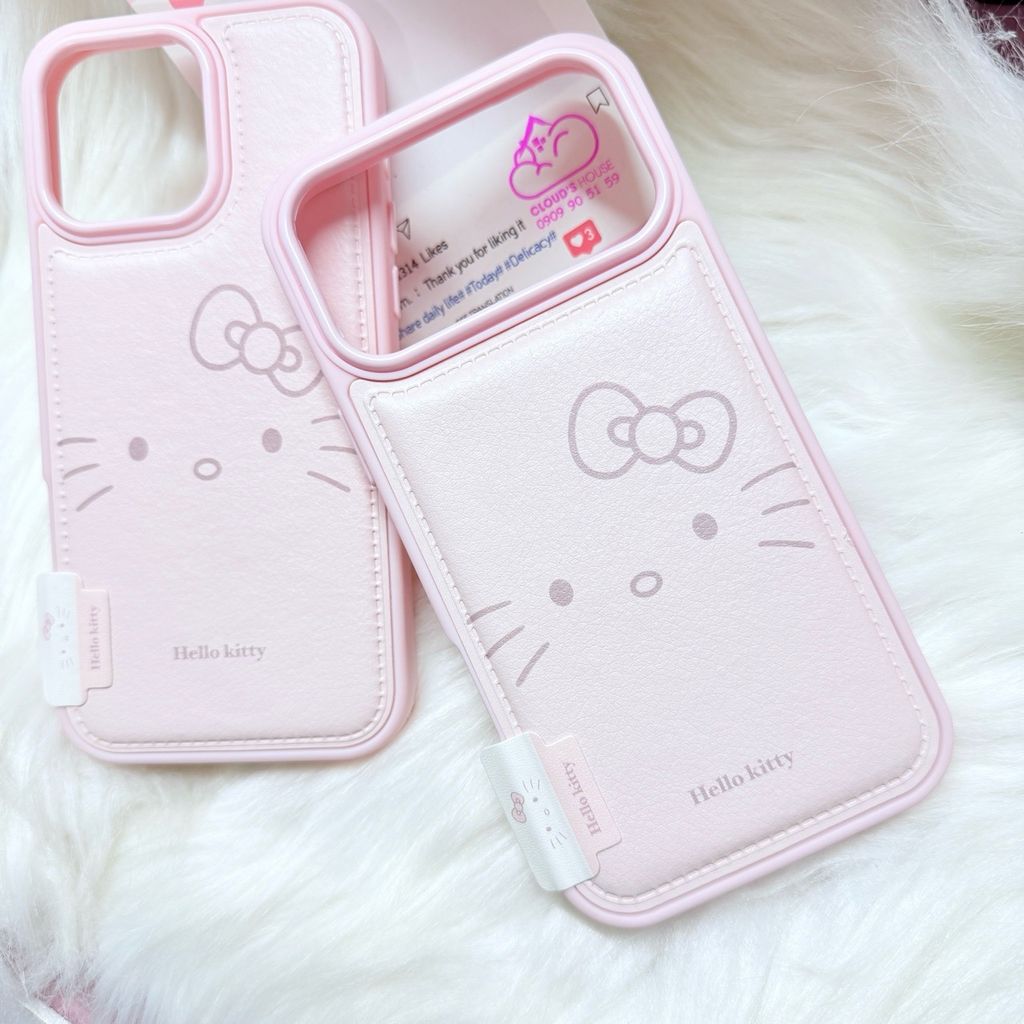 Case Ốp điện thoại iPhone Da Phao Hồng Babe Hello Kitty iPhone 13/14/15/16/17Pro/Promax