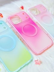 Case Ốp điện thoại iPhone Ombre Hồng Trắng Có Nút Control Magsafe iPhone 13/14/15/16/17Pro/Promax