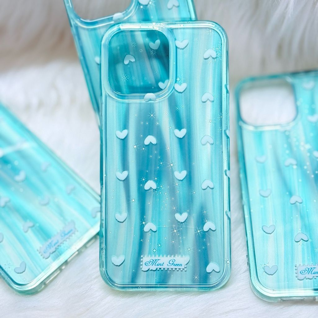 Case Ốp điện thoại iPhone Trái Tim Xanh (Blue Love) Hologram Bling Bling iPhone 13/14/15/16/Pro/Promax