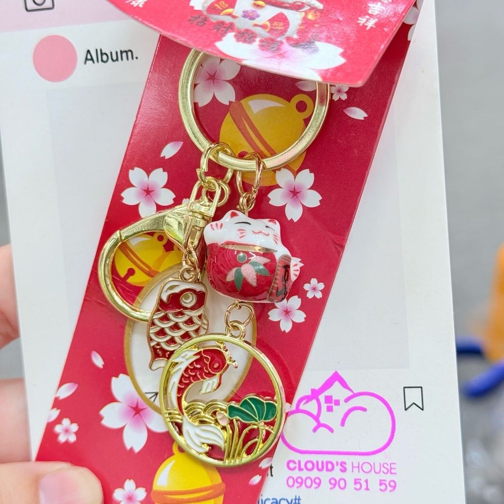 Móc Khóa Mèo Hoa Anh Đào Tết 2026