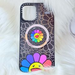 Case Ốp Điện thoại iPhone Hoa Cười Nhiều Màu Nền Đen x Murakami Flower Mirror CaseTify iPhone 17/16/Promax