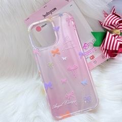 Case Ốp điện thoại iPhone Nơ Nhiều Màu Angel Energy Hologram Bling Bling iPhone 13/14/15/16/Pro/Promax
