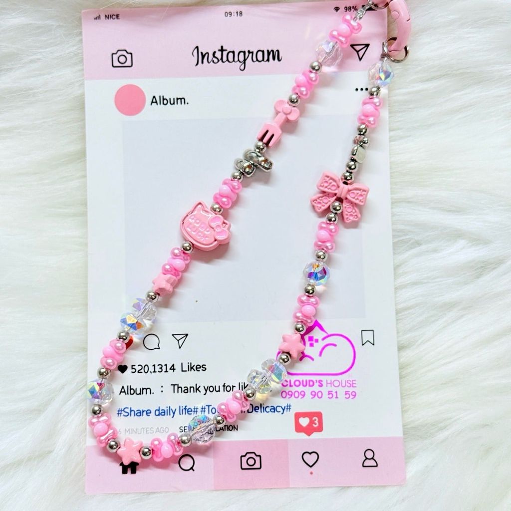 Dây đeo điện thoại ngắn Hello Kitty charm Kute (Quảng Châu, Thái Lan)