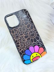 Case Ốp Điện thoại iPhone Hoa Cười Nhiều Màu Nền Đen x Murakami Flower Mirror CaseTify iPhone 17/16/Promax