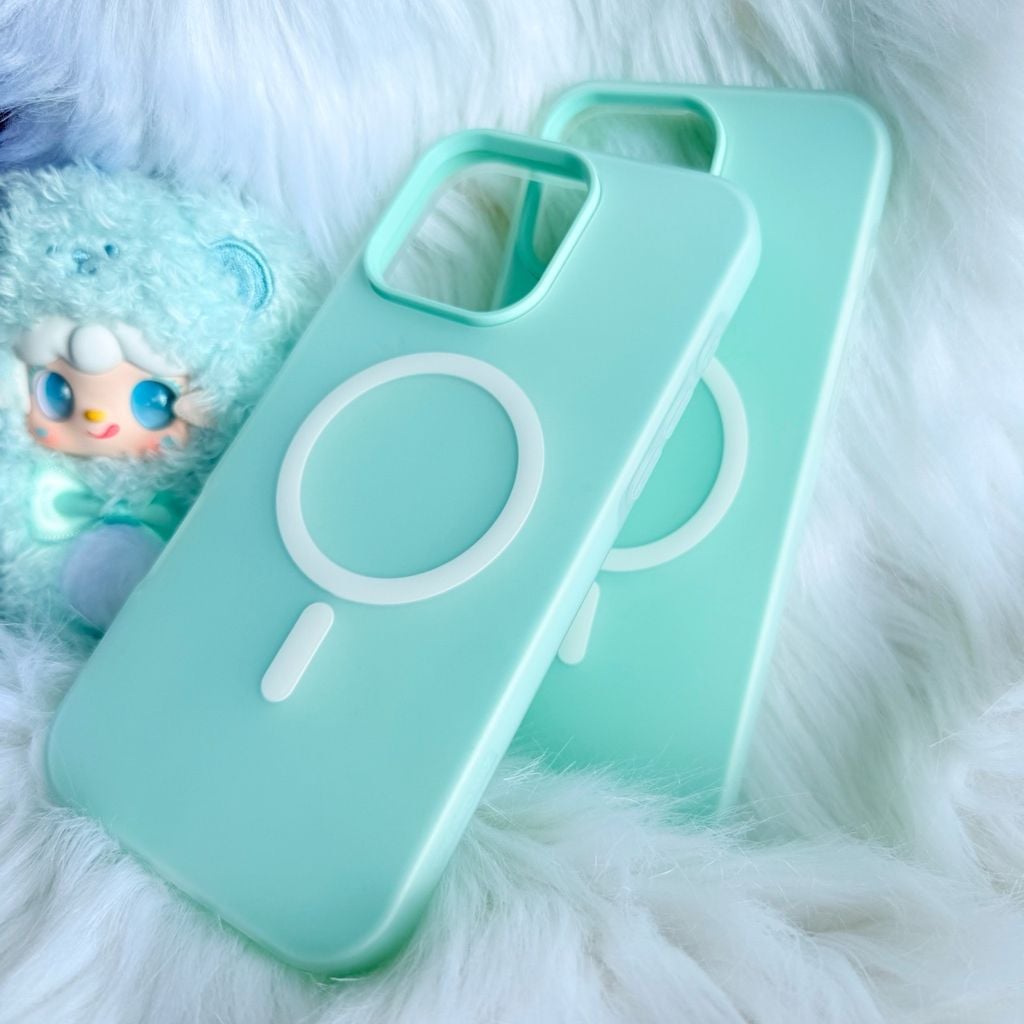 Case Ốp điện thoại iPhone Magsafe Trơn 2 Lớp Basic màu Xanh Mint iPhone 13/14/15/16/Pro/Promax