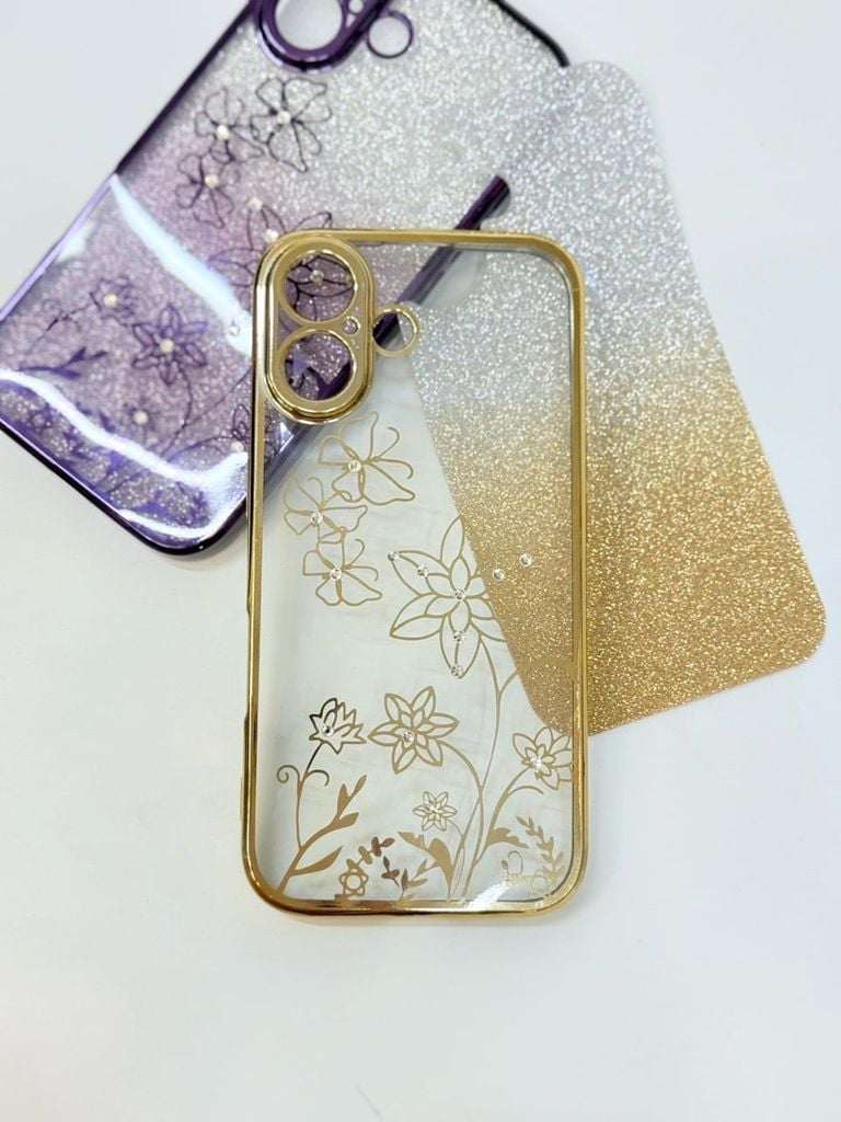 Case Ốp điện thoại iPhone TRong 2in1 Bling Bling Viền Xi iPhone 15/16/Plus