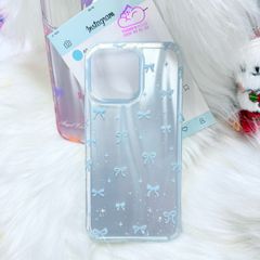 Case Ốp điện thoại iPhone Nơ Xanh Dương Hologram Bling Bling iPhone 13/14/15/16/Pro/Promax