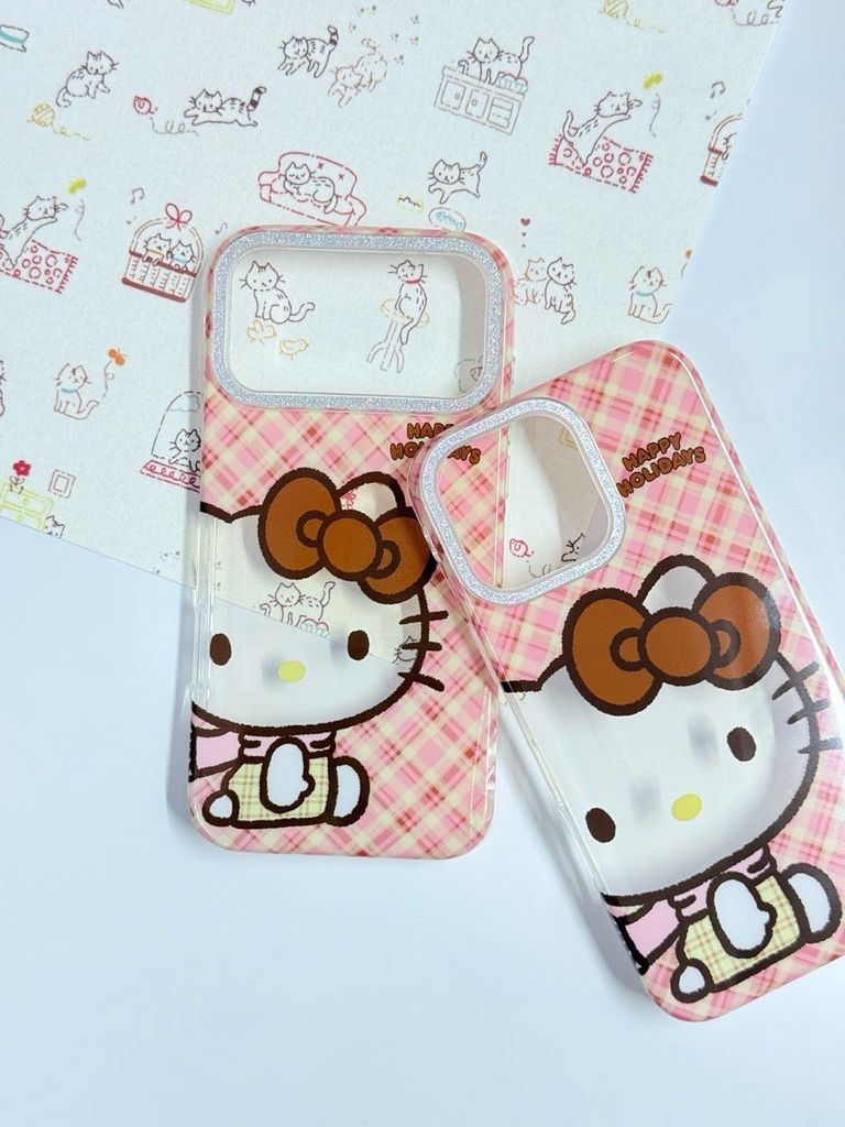 Case Ốp điện thoại iPhone Hello Kitty Trong Camera viền Bling Bling iPhone 13/14/15/16/17/Plus/Pro/Promax