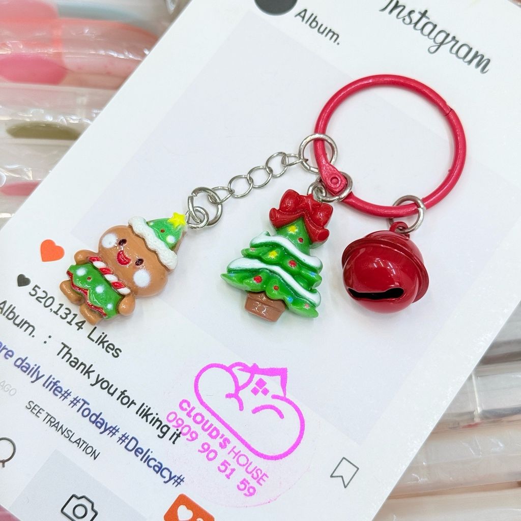 Móc Treo điện thoại, phụ kiện túi xách Giáng sinh Noel mẫu 2 charm