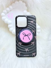 Case Ốp điện thoại iPhone Prettybow Nơ Hồng Nền Đen Pastel Magsafe iPhone 17/16/15/14/13/12/Pro/Promax