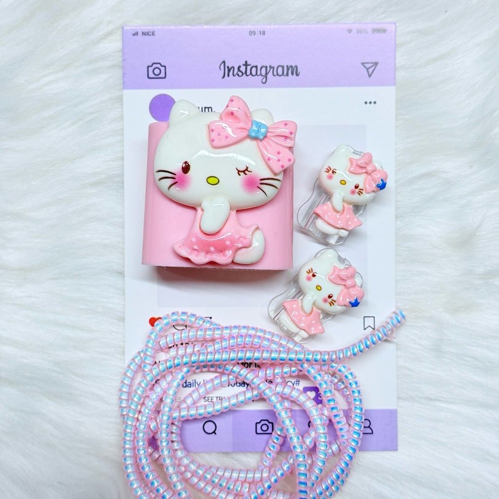 COMBO BẢO VỆ CÓC CÁP SẠC HELLO KITTY