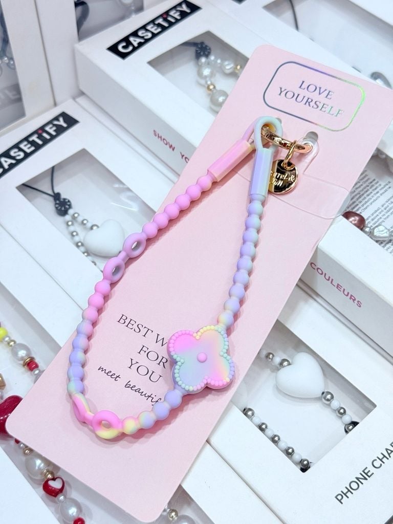 DÂY BI CHARM HOA Silicone CHỐNG BẨN kèm charm