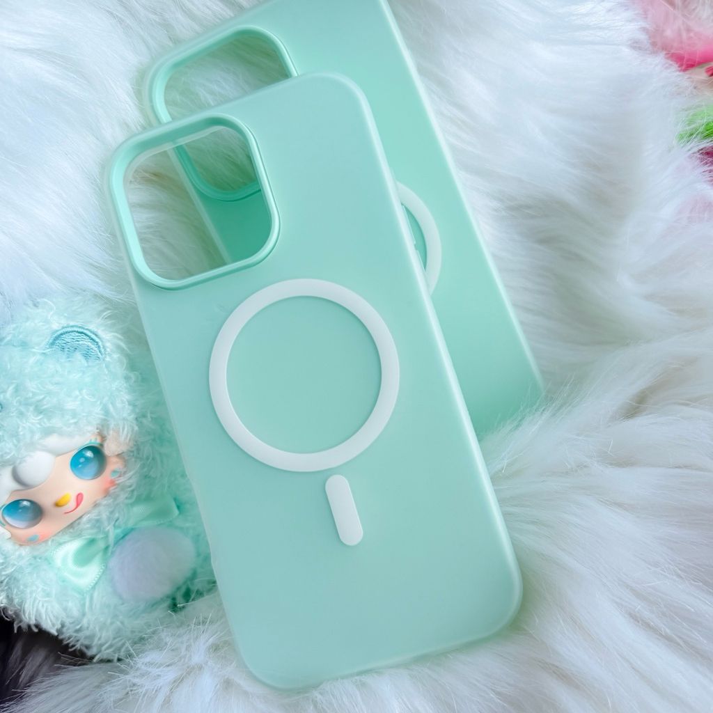 Case Ốp điện thoại iPhone Magsafe Trơn 2 Lớp Basic màu Xanh Mint iPhone 13/14/15/16/Pro/Promax