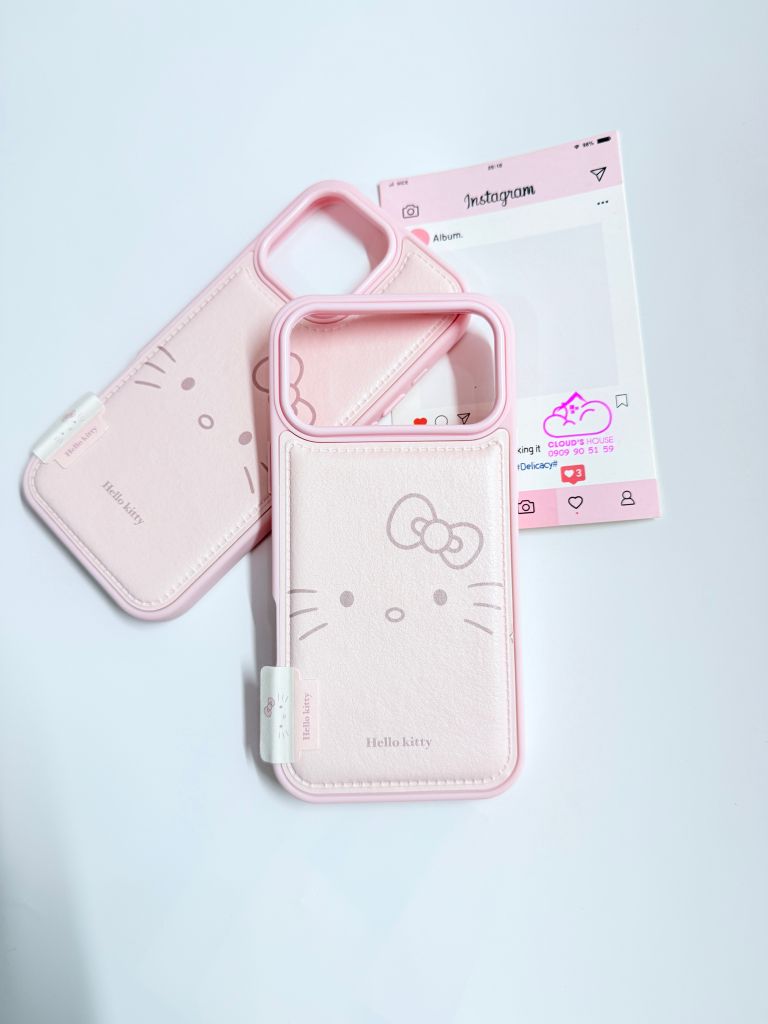 Case Ốp điện thoại iPhone Da Phao Hồng Babe Hello Kitty iPhone 13/14/15/16/17Pro/Promax