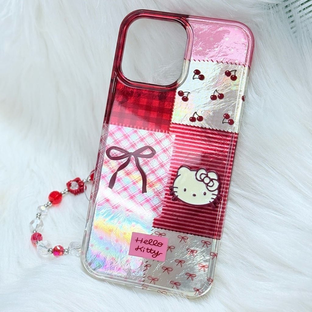Case Ốp điện thoại iPhone Hello Kitty Hologram Bling Bling Icon nổi iPhone 13/14/15/16/17/Pro/Promax