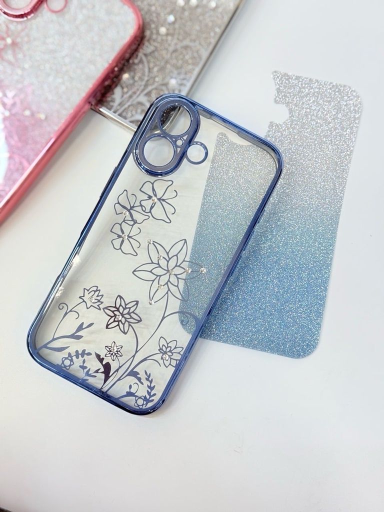 Case Ốp điện thoại iPhone TRong 2in1 Bling Bling Viền Xi iPhone 15/16/Plus