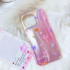 Case Ốp điện thoại iPhone Nơ Nhiều Màu Angel Energy Hologram Bling Bling iPhone 13/14/15/16/Pro/Promax