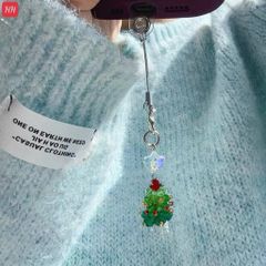 Móc Treo/ Móc khoá điện thoại di động đính hạt pha lê cây thông Noel, móc chìa khóa bông tuyết Giáng sinh