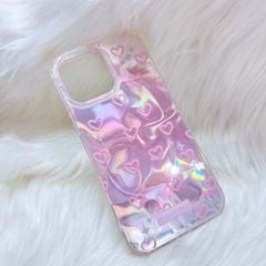 Case Ốp điện thoại iPhone Tim Hồng Ánh Bạc Hồng Hologram iPhone 12/13/14/15/16/Pro/Promax