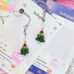 Móc Treo/ Móc khoá điện thoại di động đính hạt pha lê cây thông Noel, móc chìa khóa bông tuyết Giáng sinh