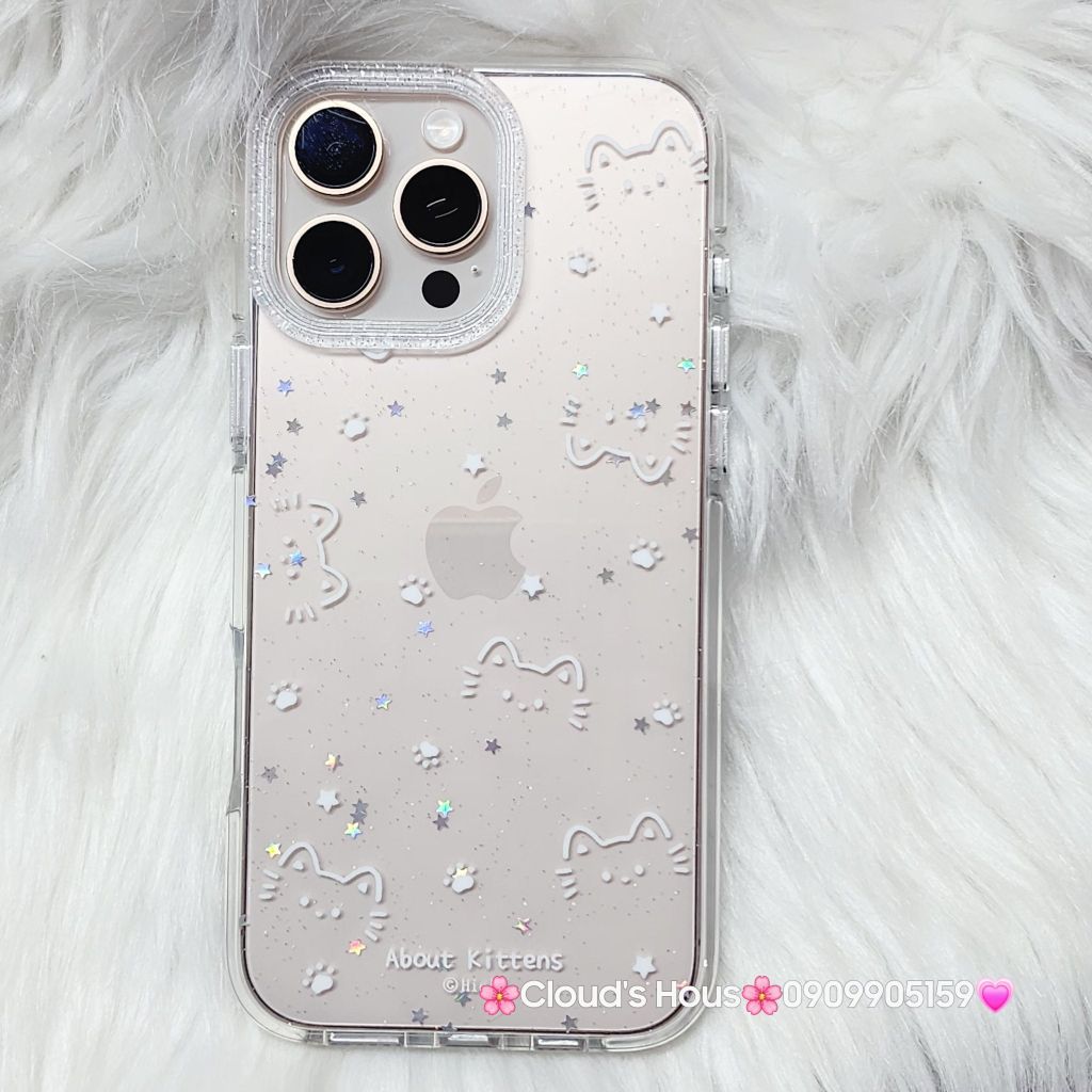 Case Ốp điện thoại iPhone Bling Bling Meomeo bé Mèo kute viền camera lấp la lấp lánh iPhone 13/14/15/16/17Pro/Promax