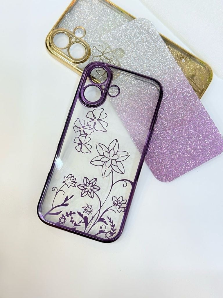 Case Ốp điện thoại iPhone TRong 2in1 Bling Bling Viền Xi iPhone 15/16/Plus