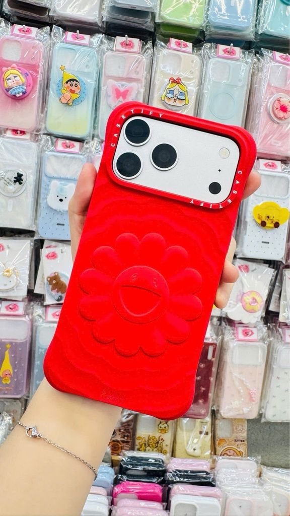 Case Ốp Điện thoại iPhone TAKASHI MURAKAMI x CASETiFY FLOWERS BLOOM Màu Đỏ Basic iPhone 17/16/15Pro/Promax