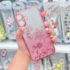Case Ốp điện thoại iPhone TRong 2in1 Bling Bling Viền Xi iPhone 15/16/Plus