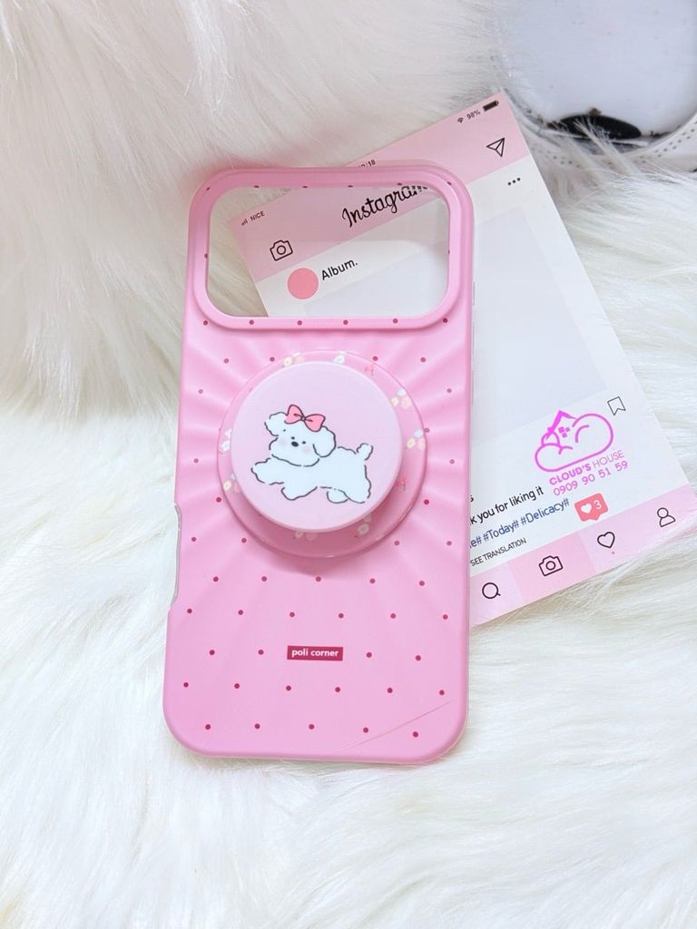 Case Ốp điện thoại iPhone Màu Hồng Đậm Chấm Bi Poli Corner Magsafe Basic iPhone 17/16/15/14/13/12/Pro/Promax