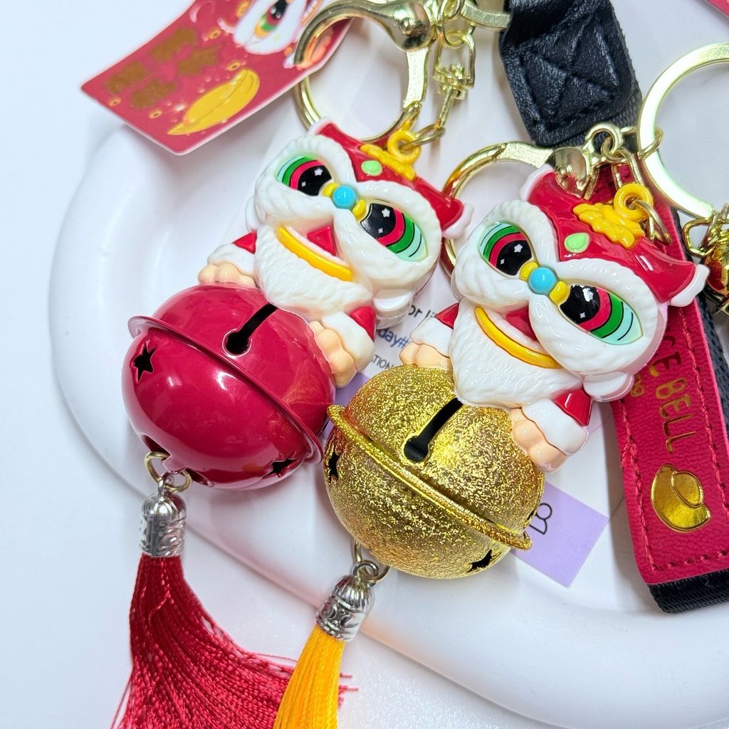 Móc Khóa Ông Lân Ôm Chuông Lớn Đỏ Tết