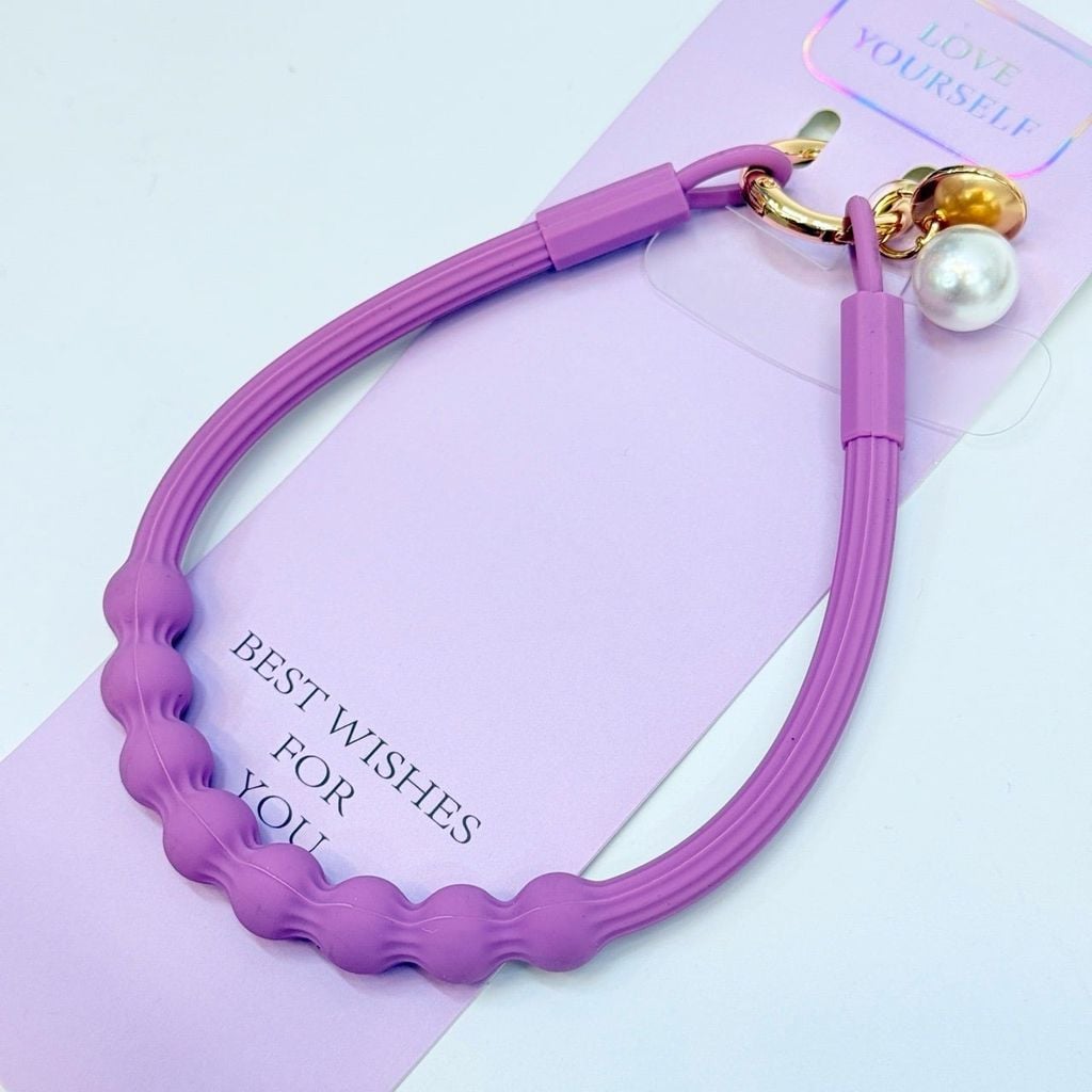 DÂY BI CHARM HOA Ngọc Trai Silicone CHỐNG BẨN kèm charm