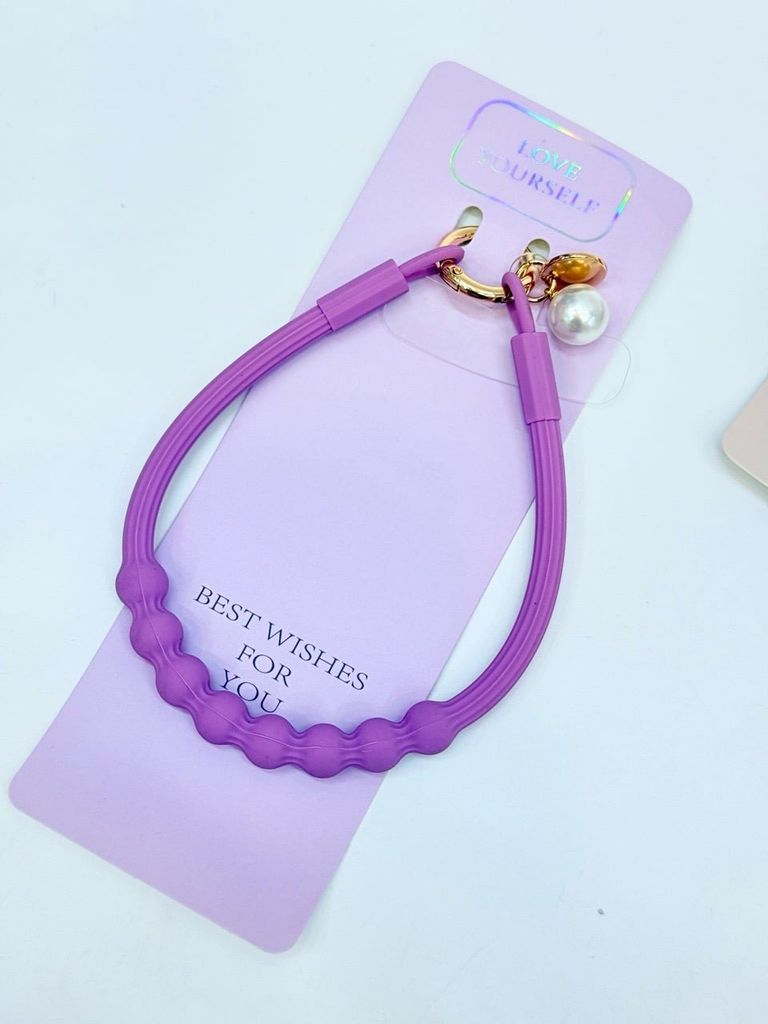 DÂY BI CHARM HOA Ngọc Trai Silicone CHỐNG BẨN kèm charm
