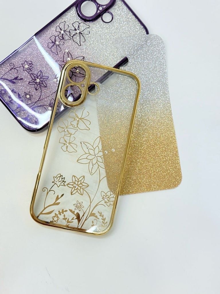 Case Ốp điện thoại iPhone TRong 2in1 Bling Bling Viền Xi iPhone 15/16/Plus