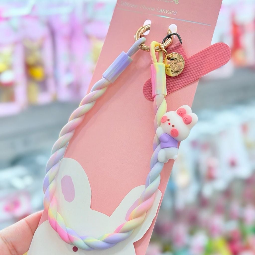 DÂY Xoắn Thú Cartoon Silicone Chất CHỐNG BẨN kèm charm nhiều màu sắc