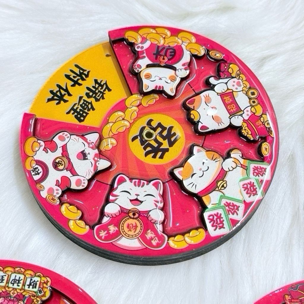 Magnet Tròn Trang Trí Tủ Lạnh Mèo - Thần Tài - Tết (3 Mẫu)