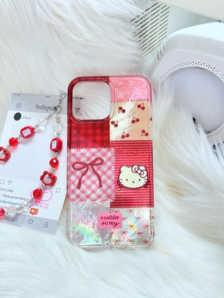 Case Ốp điện thoại iPhone Hello Kitty Hologram Bling Bling Icon nổi iPhone 13/14/15/16/17/Pro/Promax