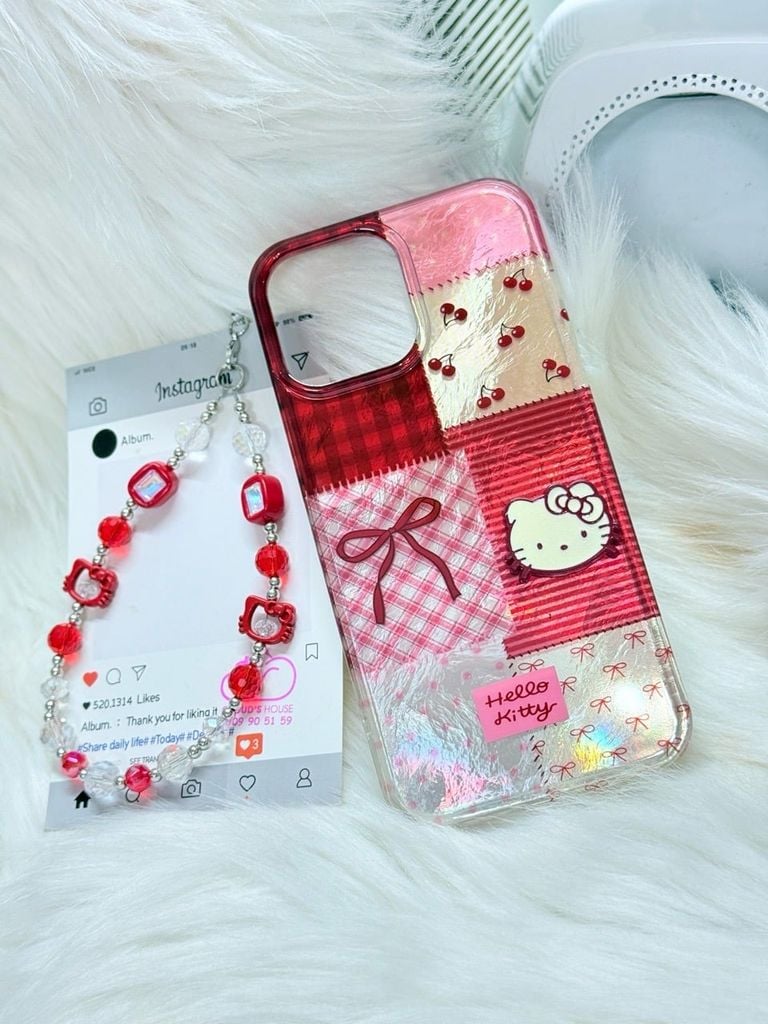 Case Ốp điện thoại iPhone Hello Kitty Hologram Bling Bling Icon nổi iPhone 13/14/15/16/17/Pro/Promax