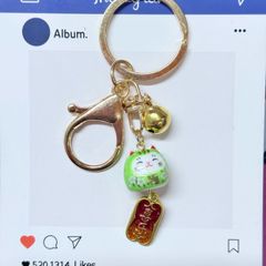 Móc Khóa Móc Treo Mèo Móc Túi Phụ Kiện Đẹp Mèo Thần Tài Mini Có Chuông, chất liệu kim loại Đài Loan (TAIWAN)