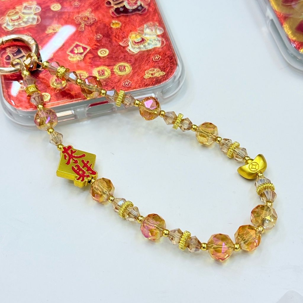 Dây Đeo Điện Thoại Ngắn Charm Đá Tài Lộc Tết 2026