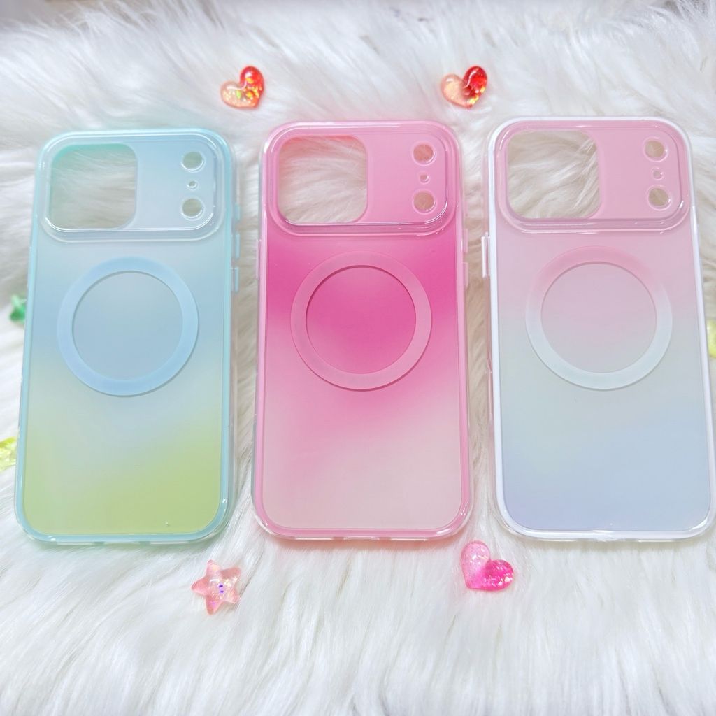 Case Ốp điện thoại iPhone Ombre Hồng Xanh Có Nút Control Magsafe iPhone 13/14/15/16/17Pro/Promax