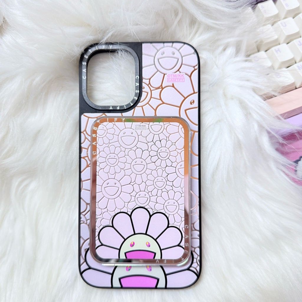 Case Ốp Điện thoại iPhone Hoa Cười Nền Hồng x Murakami Flower Mirror CaseTify iPhone 17/16/Promax
