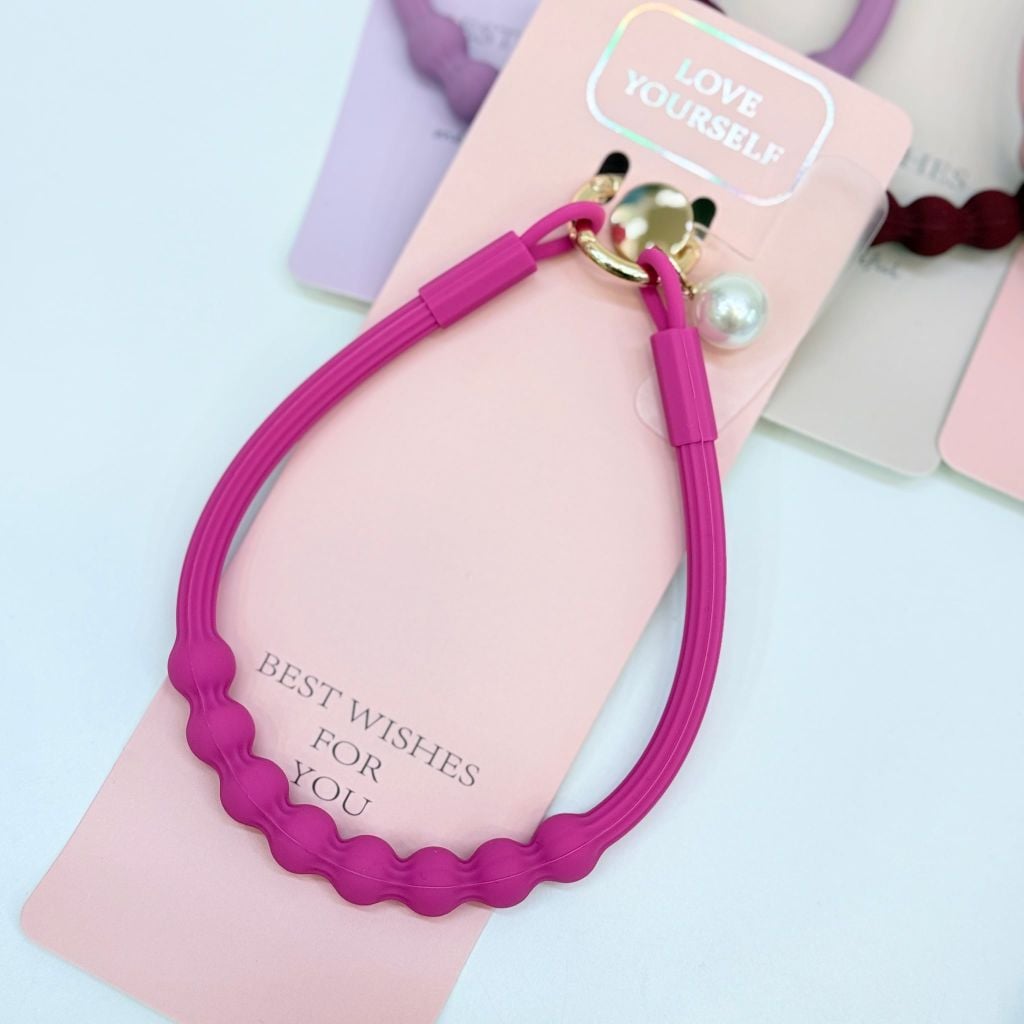 DÂY BI CHARM HOA Ngọc Trai Silicone CHỐNG BẨN kèm charm