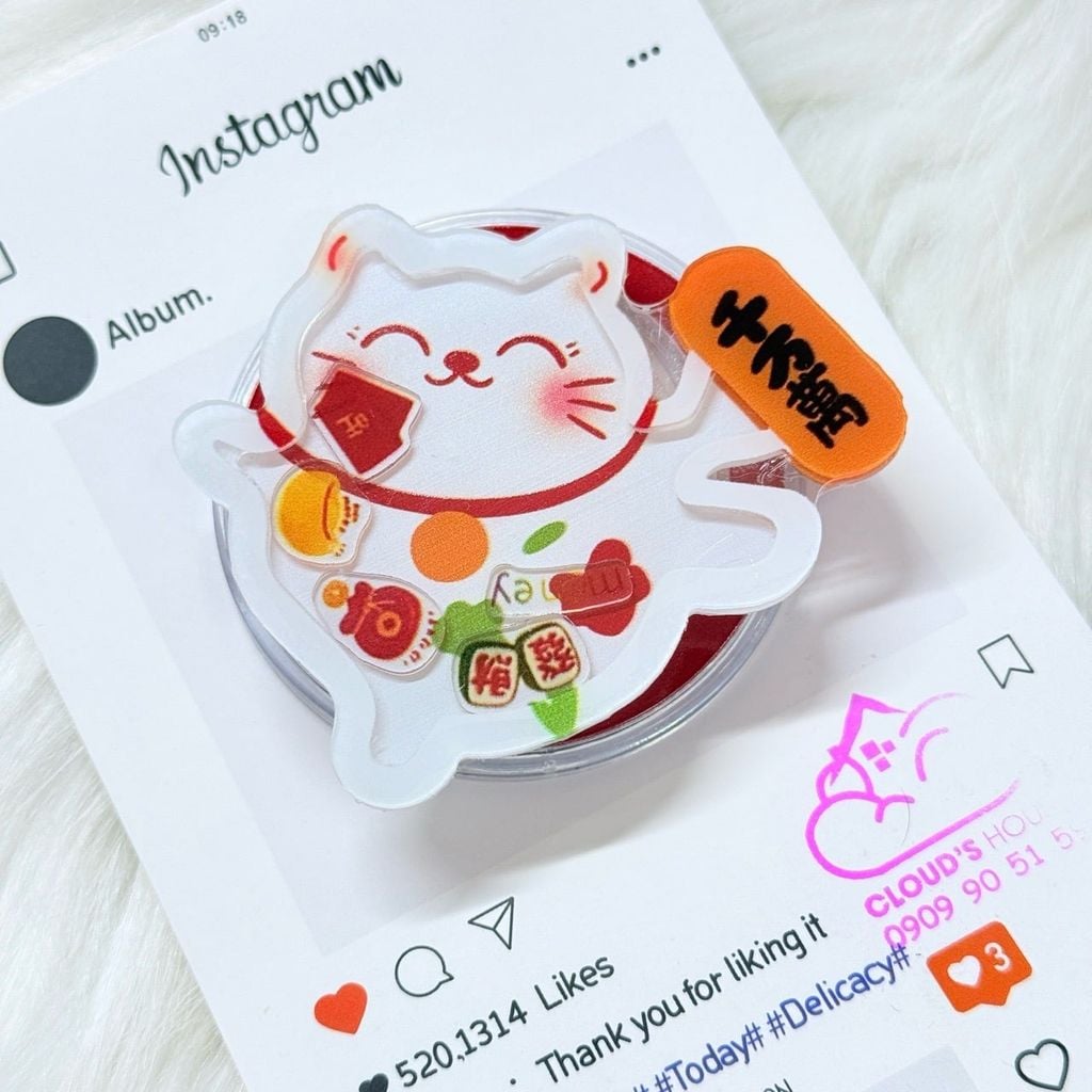 POPSOCKET Magsafe Nam Châm Hít Mẫu Mèo May Mắn Thần Tài TẾT 2026